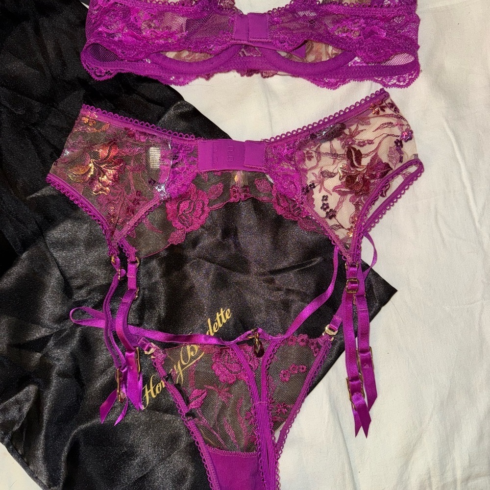 Honey Birdette 3 piece lingerie set in Whitney Rainbow - Picture 3 of 8